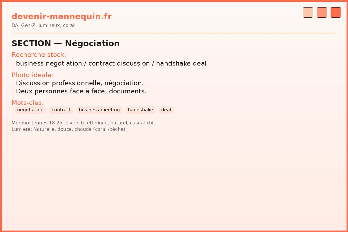 Négociation contrat mannequin