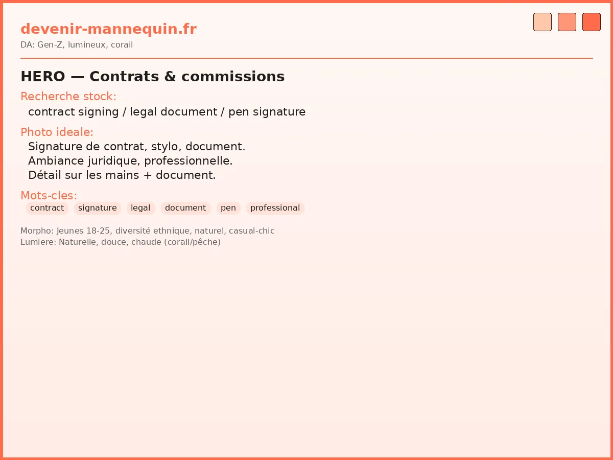 Contrats agence mannequins — signature et commissions