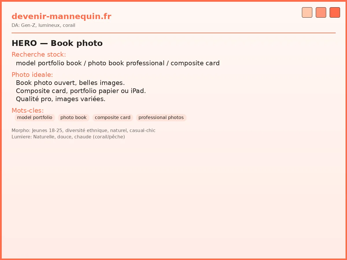 Book photo mannequin — portfolio professionnel