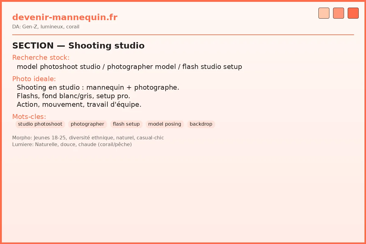 Shooting photo en studio pour book mannequin