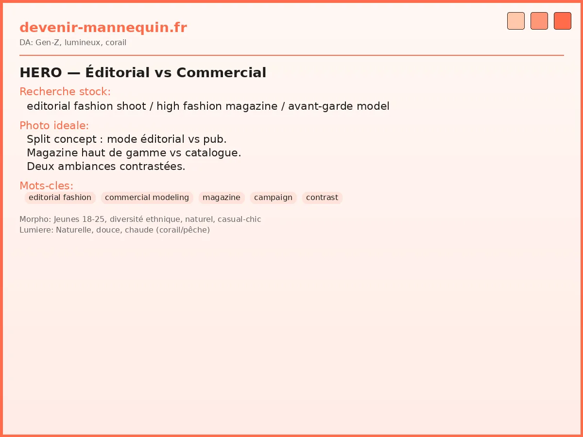 Éditorial vs commercial — deux types de mannequinat