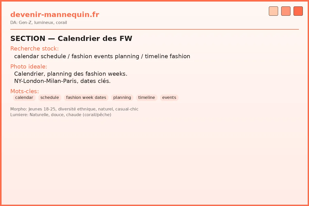 Calendrier fashion weeks — dates et planning