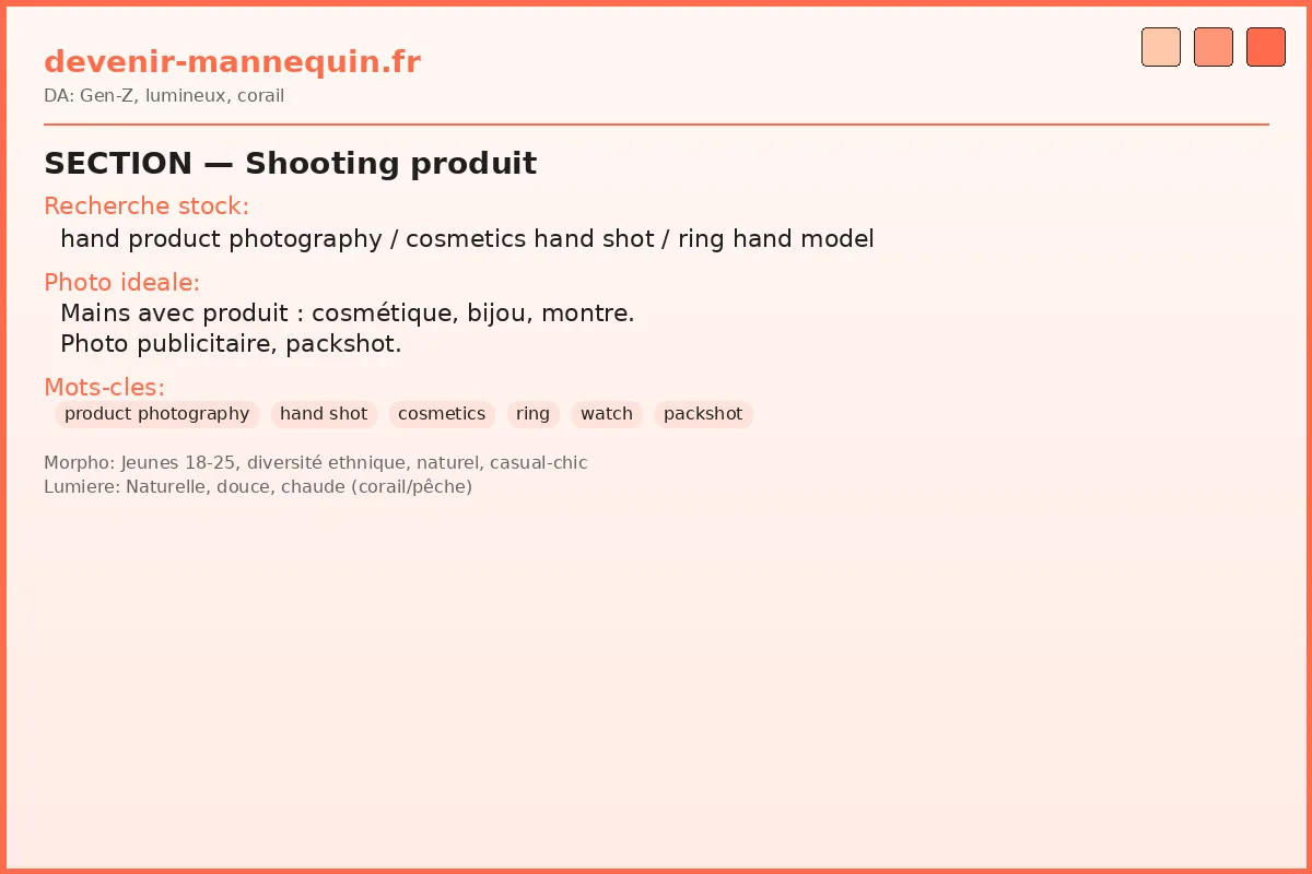 Shooting produit mains — photo publicitaire