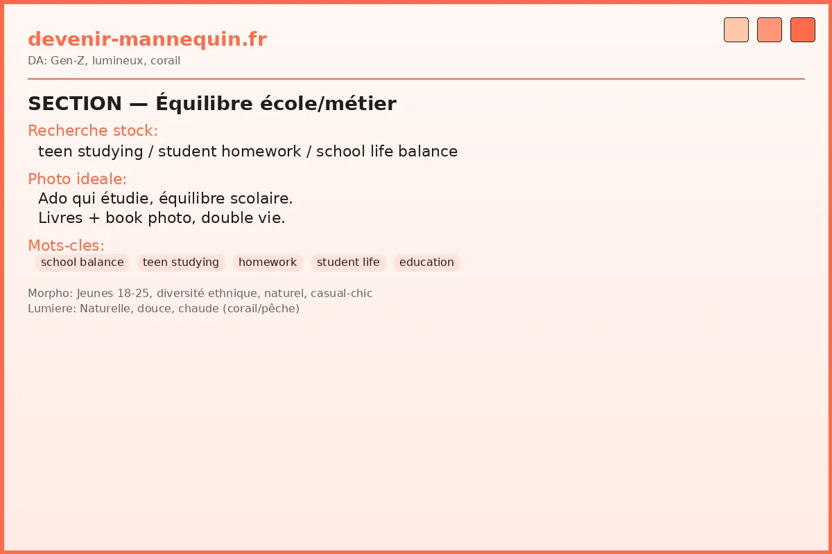 Équilibre école et mannequinat pour les jeunes